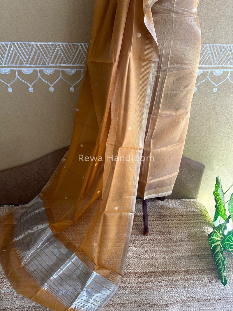 Maheshwari Turmeric Yellow Tissue Dress Material TTD07