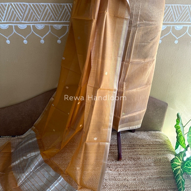 Maheshwari Turmeric Yellow Tissue Dress Material TTD07
