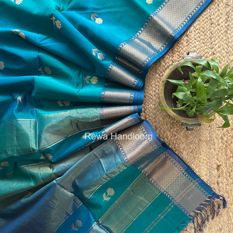 Maheshwari Rama Green Lotus Butta Saree LLBS074