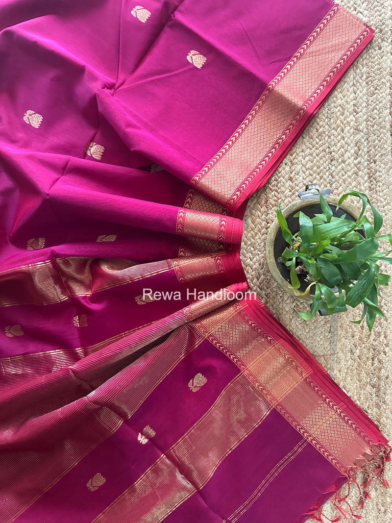 Maheshwari Dark Magenta Lotus Butta Saree LLBS075