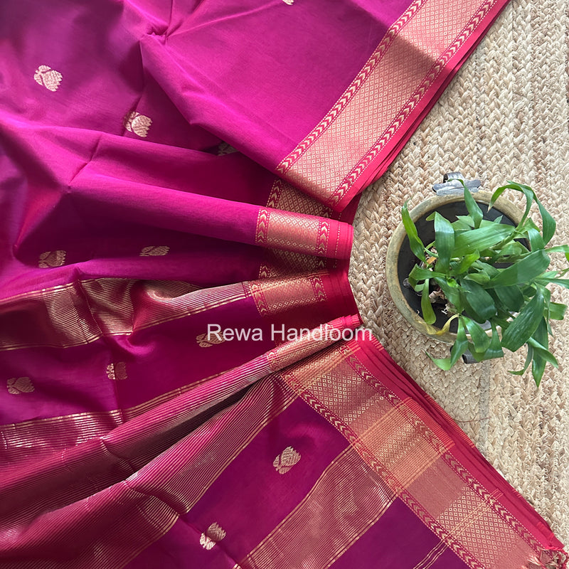 Maheshwari Dark Magenta Lotus Butta Saree LLBS075