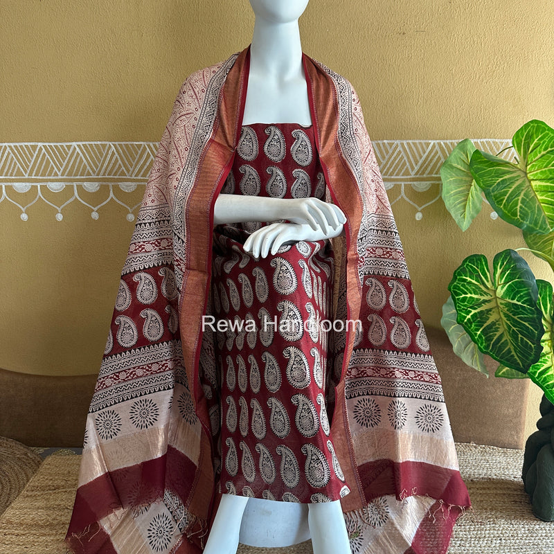 Maheshwari Bagh Print Top-Dupatta Set
