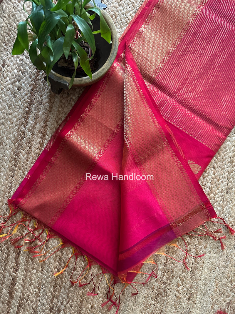 Maheshwari Fuchsia Pink Lotus Butta Saree LLBS076