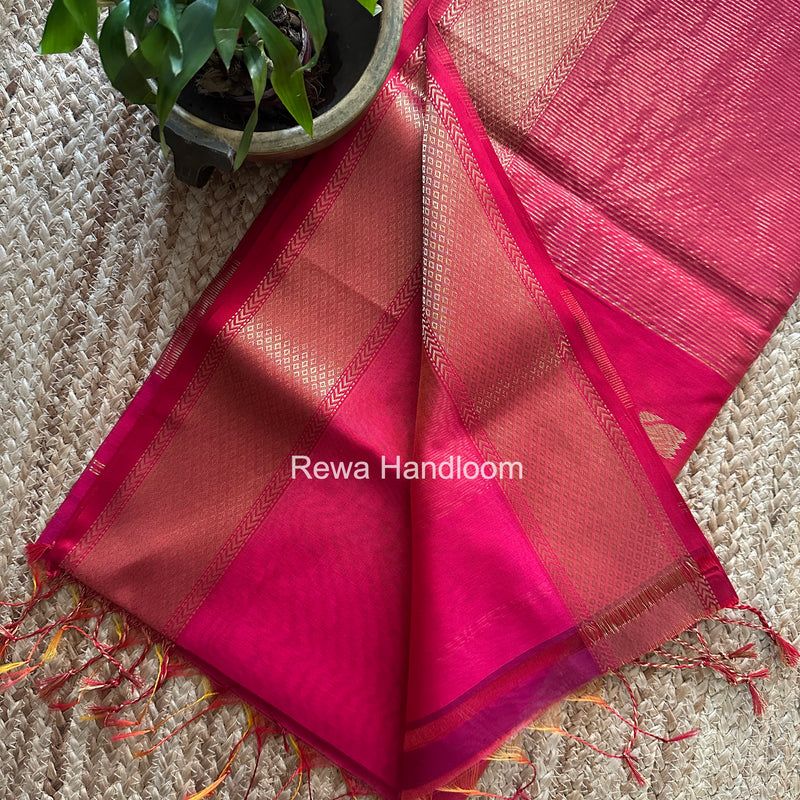 Maheshwari Fuchsia Pink Lotus Butta Saree LLBS076