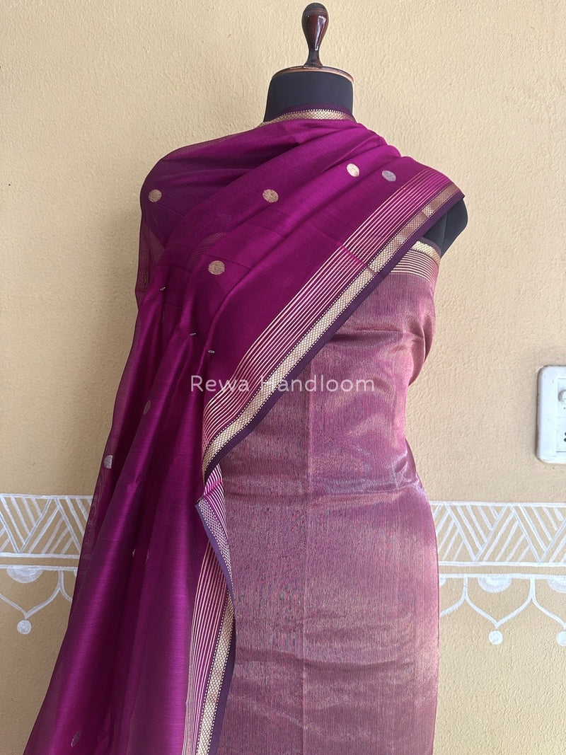 Maheshwari Magenta Tissue Dress Material TTD014