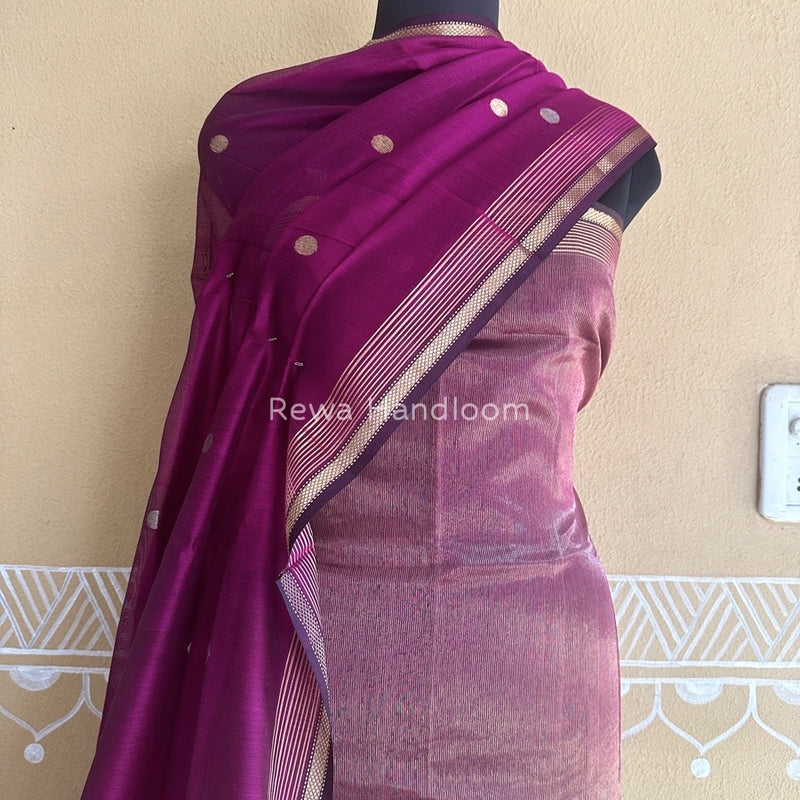 Maheshwari Magenta Tissue Dress Material TTD014