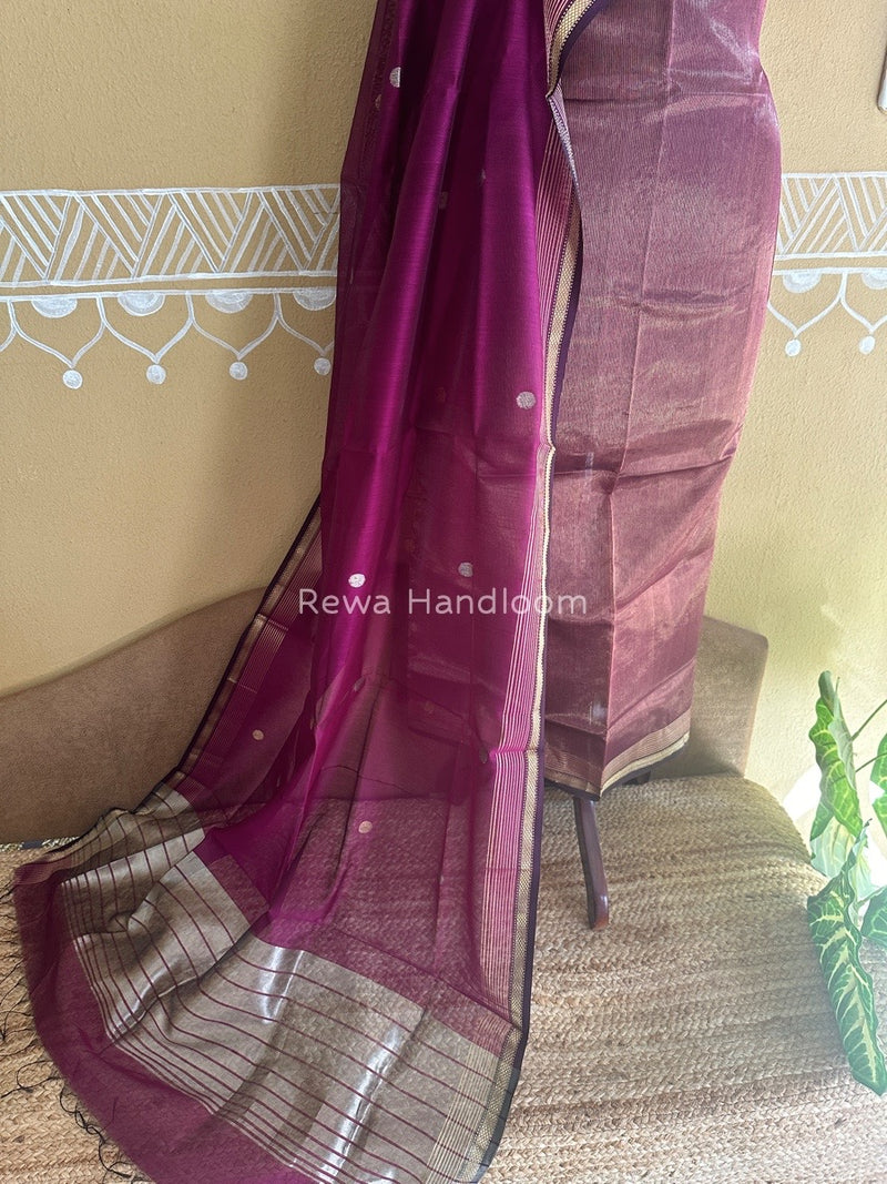 Maheshwari Magenta Tissue Dress Material TTD014