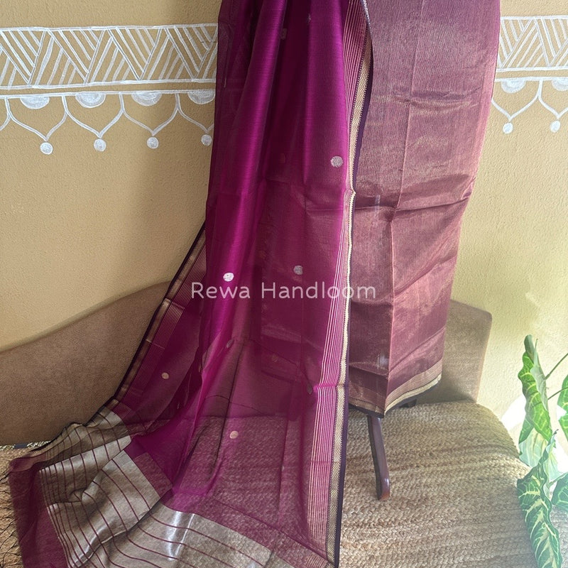 Maheshwari Magenta Tissue Dress Material TTD014