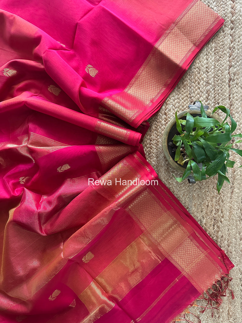 Maheshwari Fuchsia Pink Lotus Butta Saree LLBS076