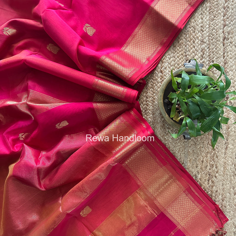 Maheshwari Fuchsia Pink Lotus Butta Saree LLBS076