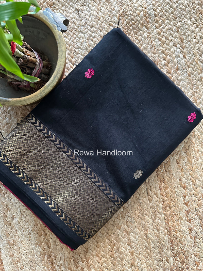 Maheshwari Black Lotus Butta Saree LBS0119