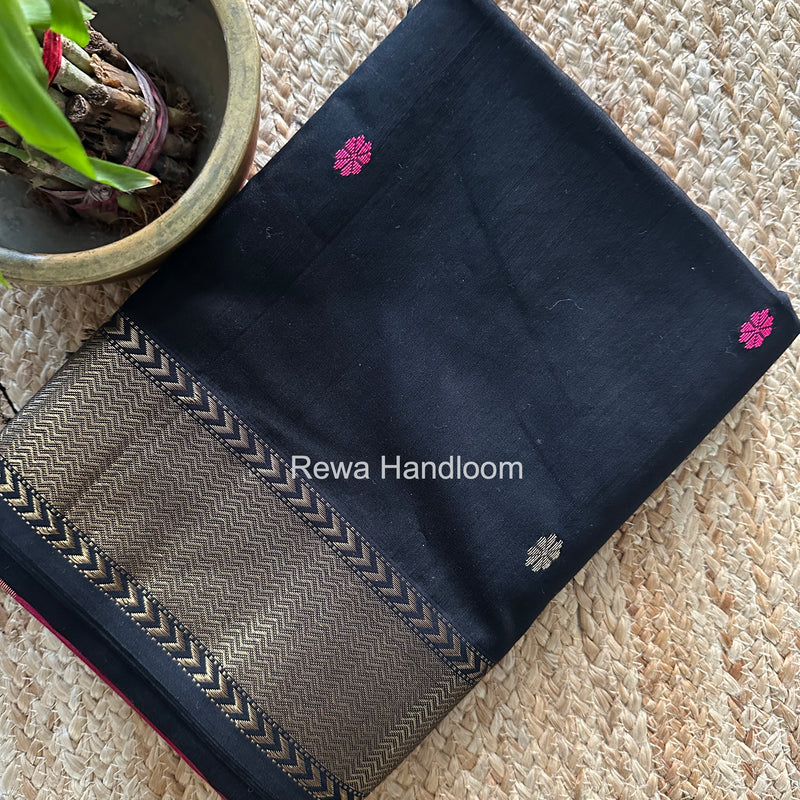 Maheshwari Black Lotus Butta Saree LBS0119