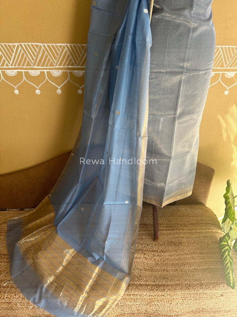Maheshwari Sky Blue Tissue Dress Material TTD06