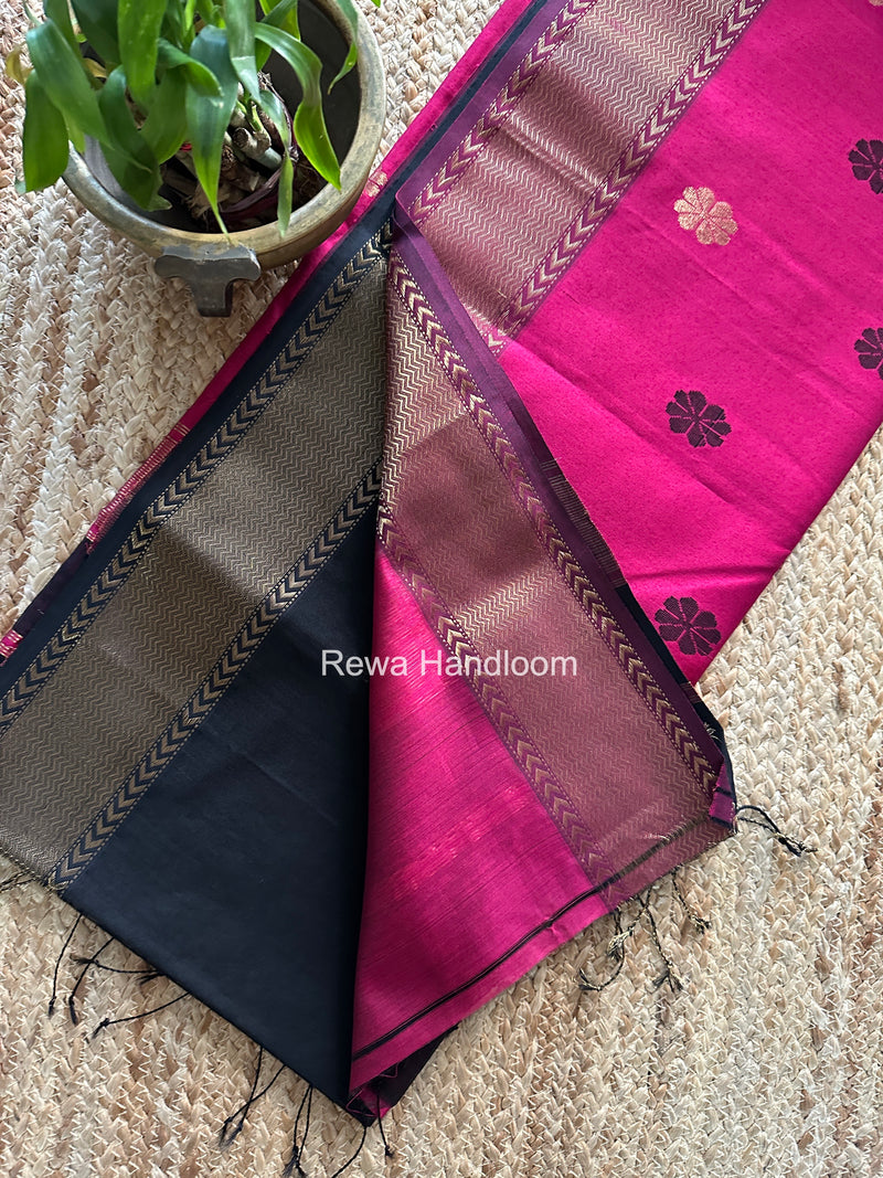 Maheshwari Black Lotus Butta Saree LBS0119