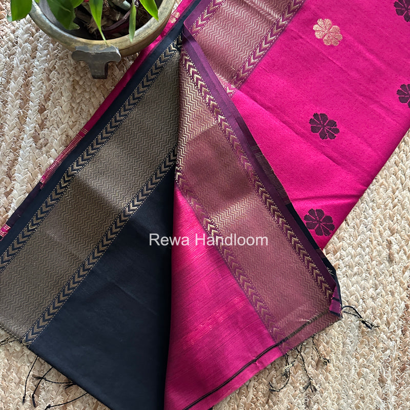 Maheshwari Black Lotus Butta Saree LBS0119