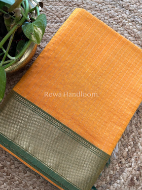 Maheshwari Yellow Zari Checks Saree ZCHX012