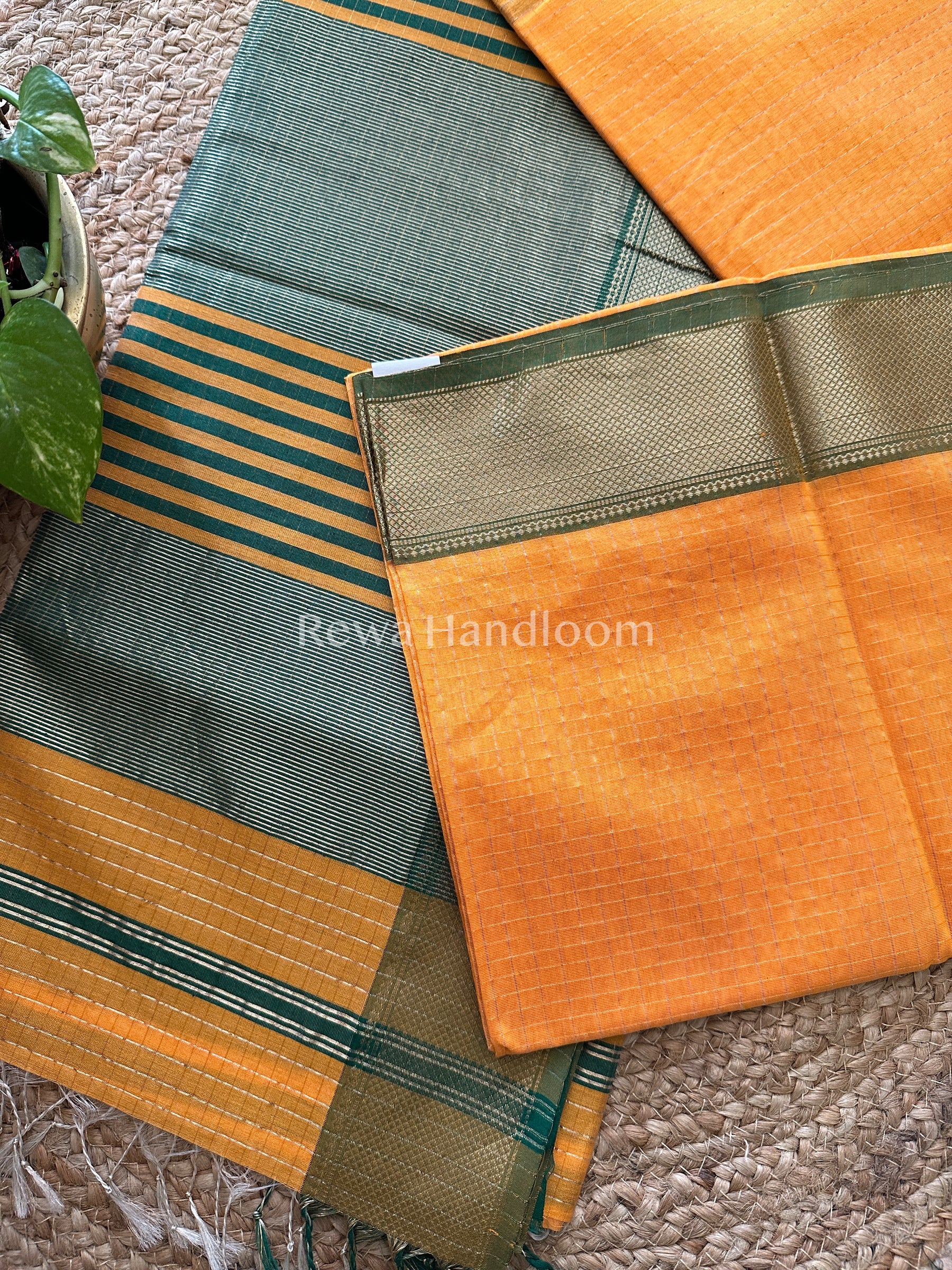 Maheshwari Yellow Zari Checkered Sarees-ZCHX012