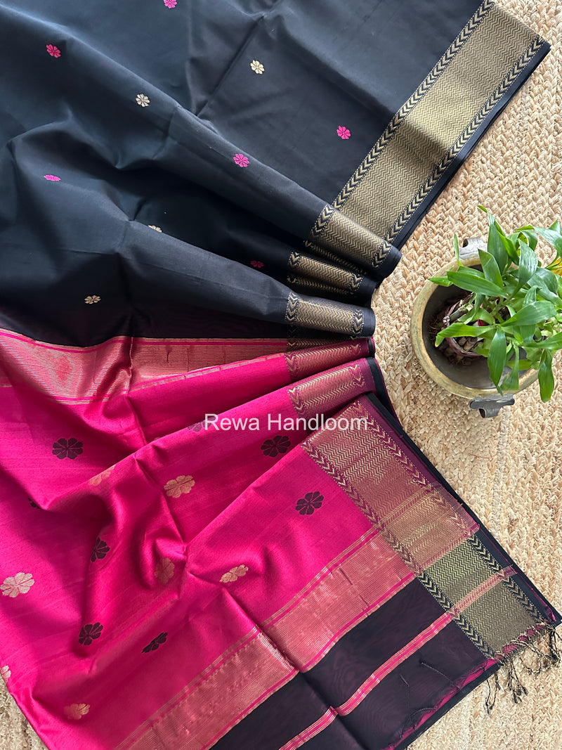 Maheshwari Black Lotus Butta Saree LBS0119
