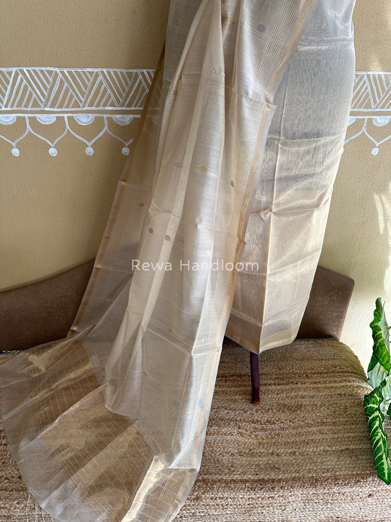 Maheshwari Light Beige Tissue Dress Material TTD02