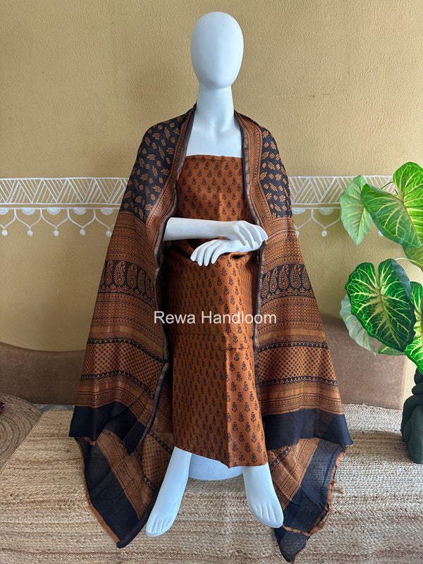 Maheshwari Bagh Print Top-Dupatta Set