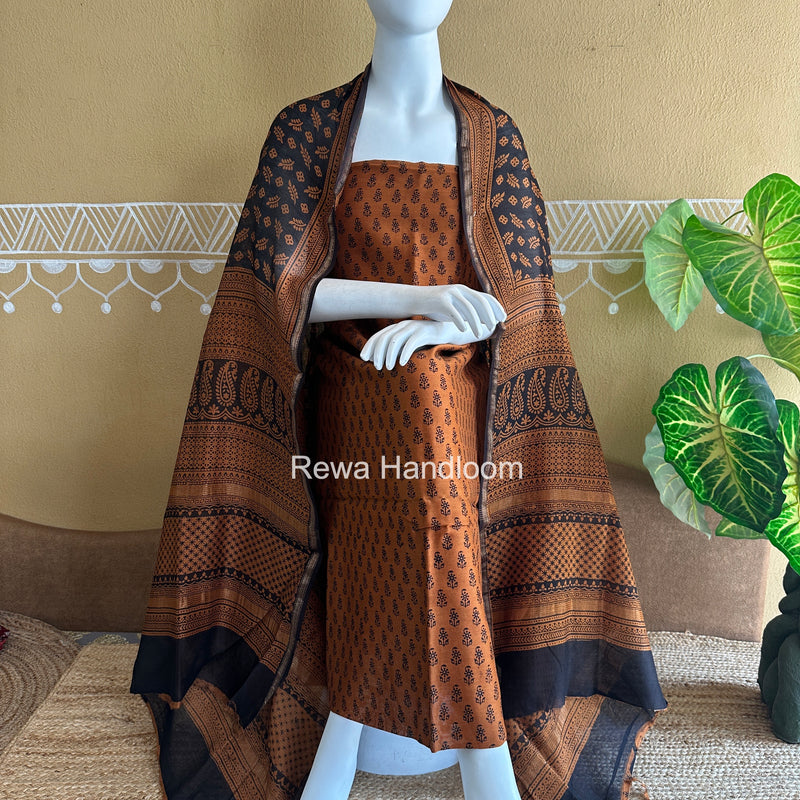 Maheshwari Bagh Print Top-Dupatta Set