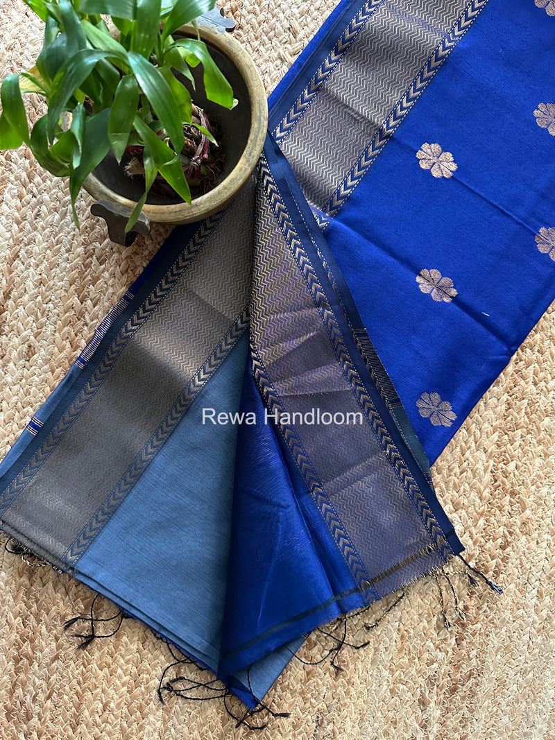 Maheshwari Charcoal Gray Lotus Butta Saree LBS0120