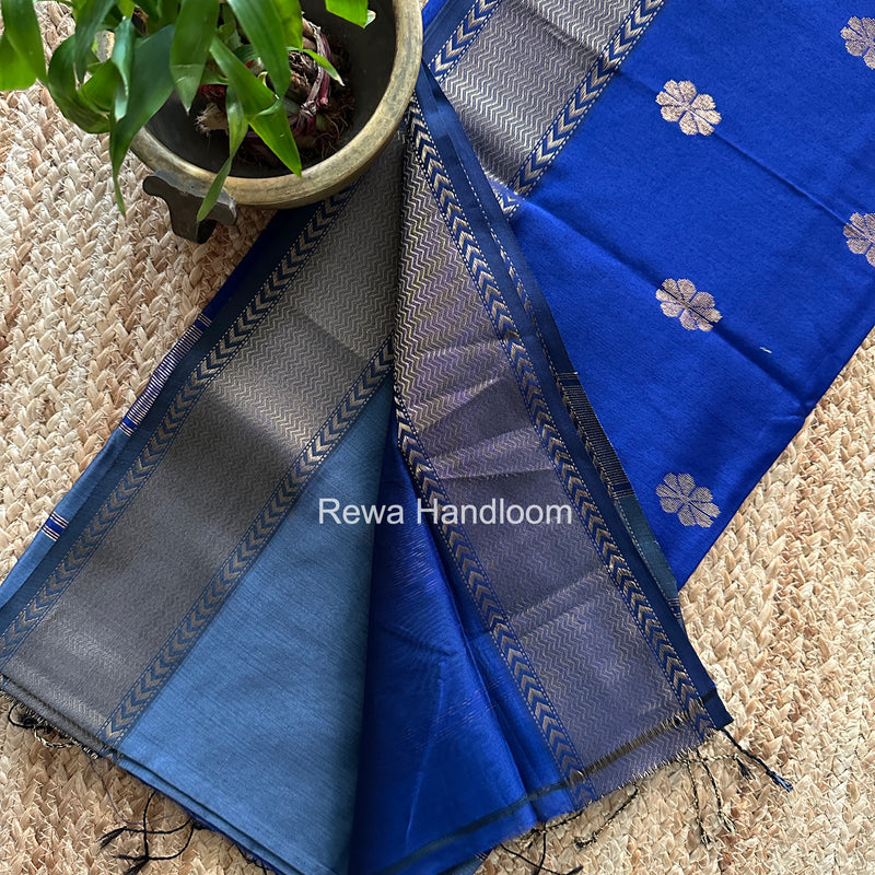 Maheshwari Charcoal Gray Lotus Butta Saree LBS0120