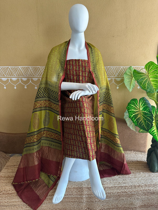 Maheshwari Bagh Print Top-Dupatta Set