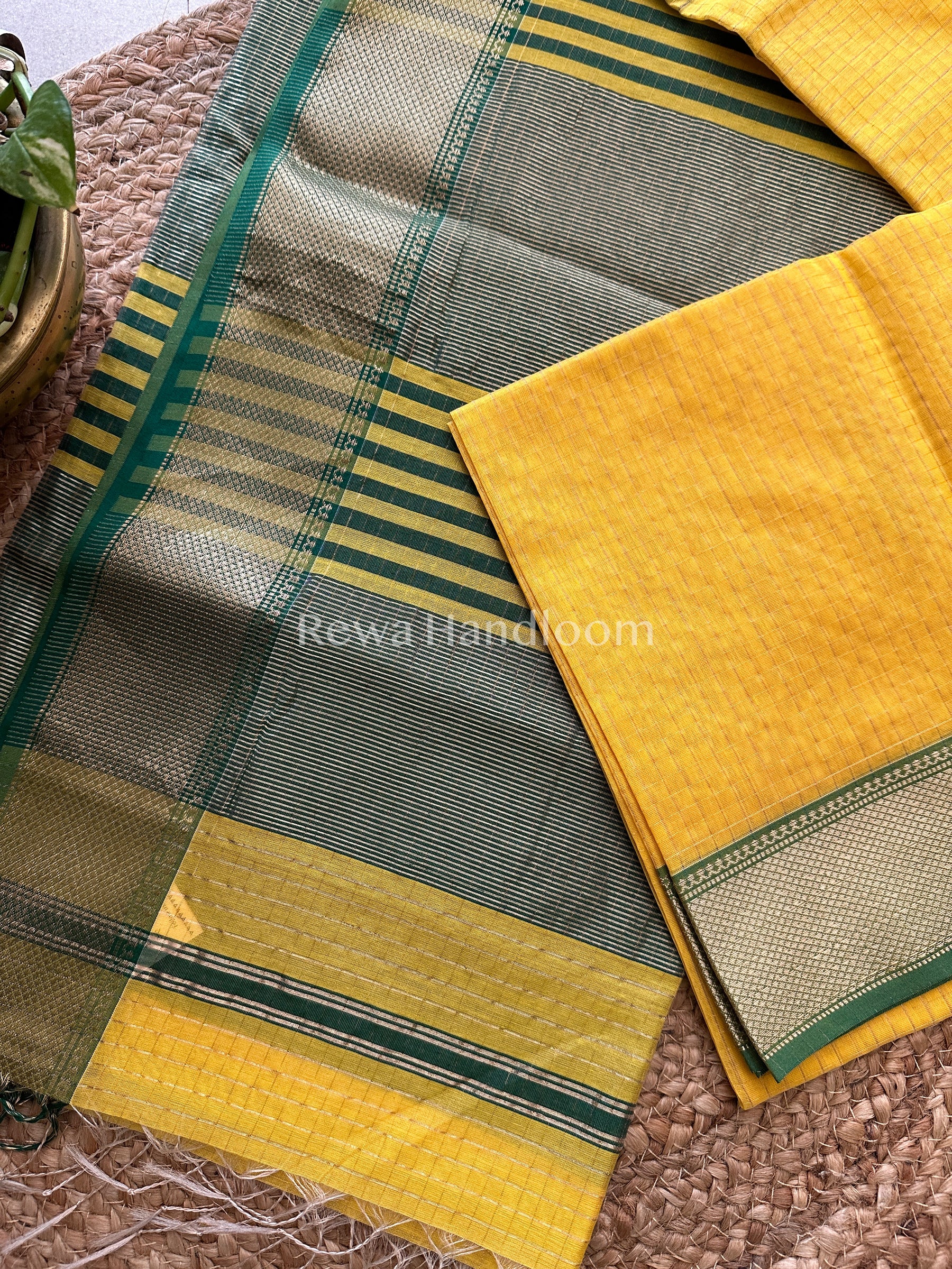 Maheshwari Yellow Zari Checkered Sarees-ZCHX020