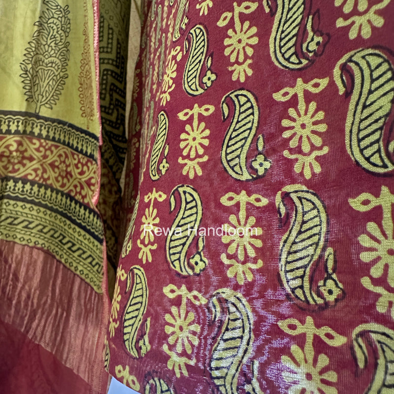 Bagh Print Top-Dupatta Set