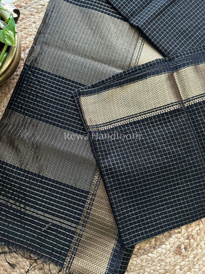 Maheshwari Black Zari Checkered Sarees-ZCHX017