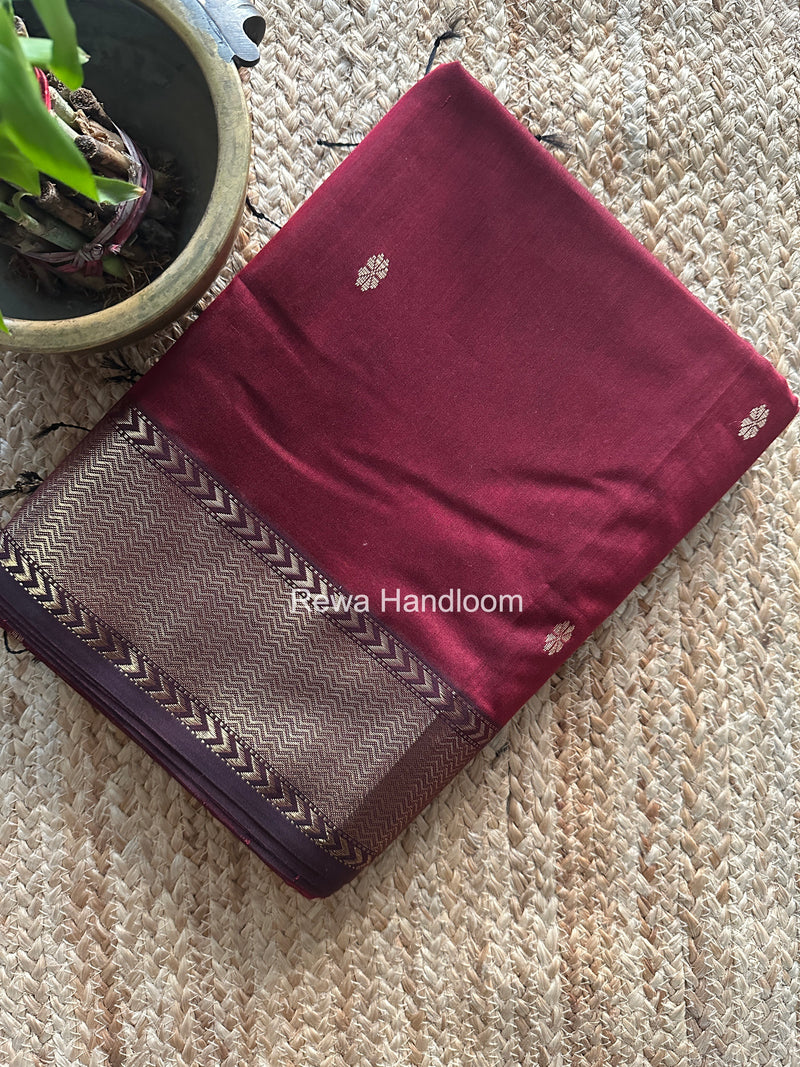 Maheshwari Maroon Lotus Butta Saree LBS0123