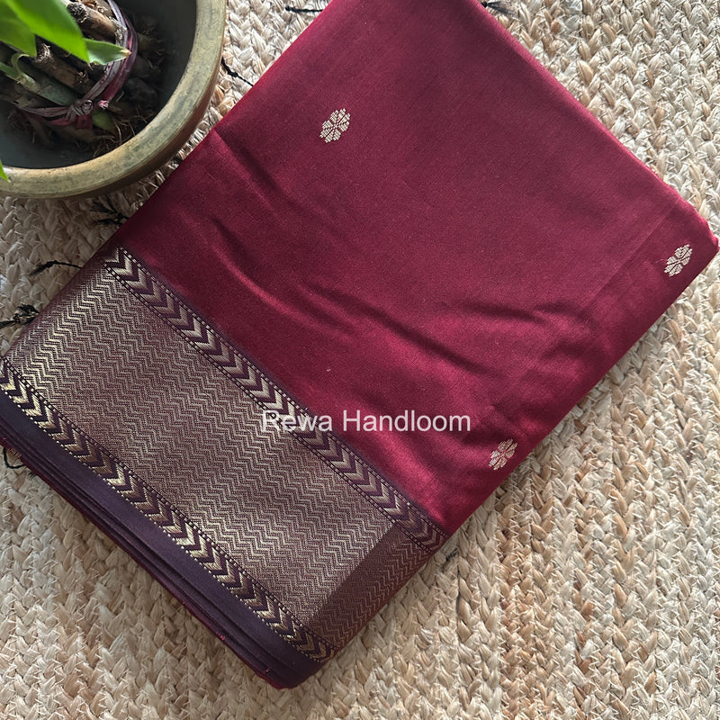 Maheshwari Maroon Lotus Butta Saree LBS0123