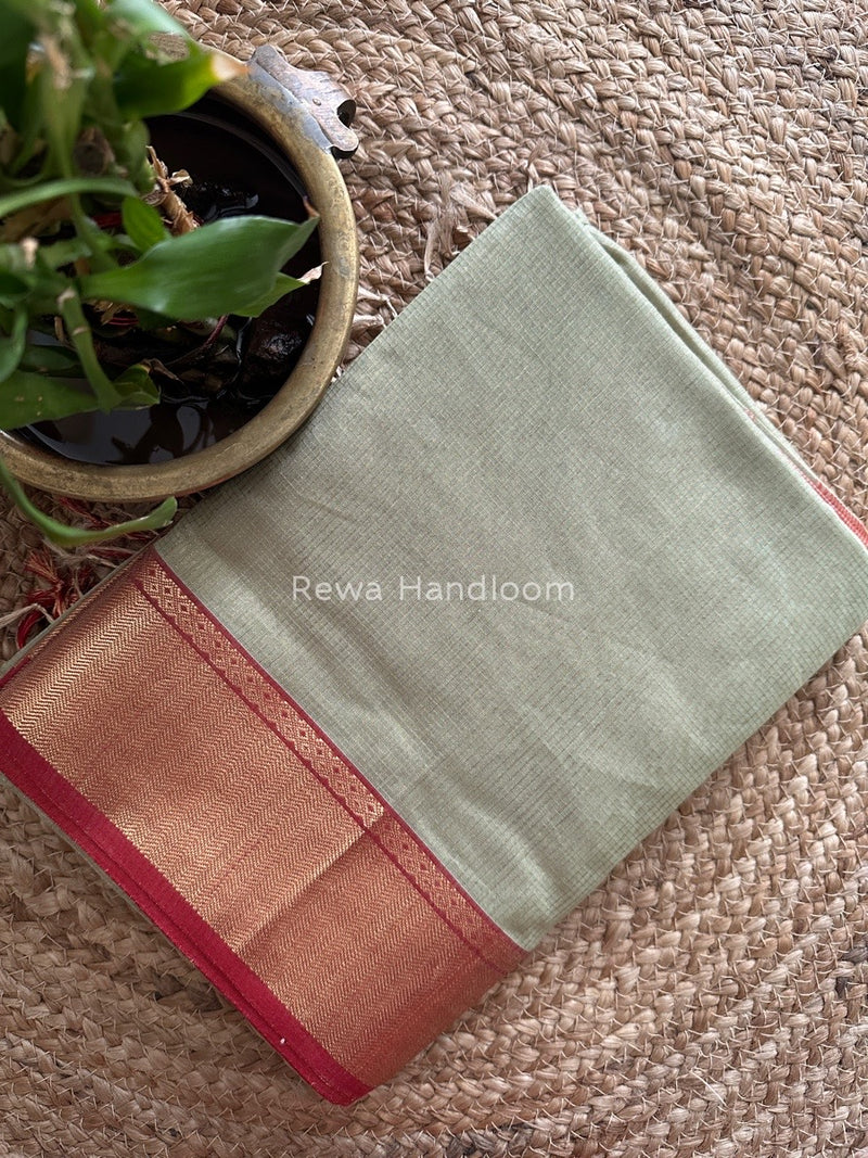 Exclusive Maheshwari Pista Green Tissue Silk Saree ZTS092