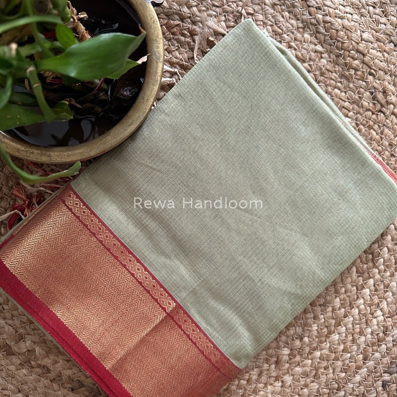 Exclusive Maheshwari Pista Green Tissue Silk Saree ZTS092