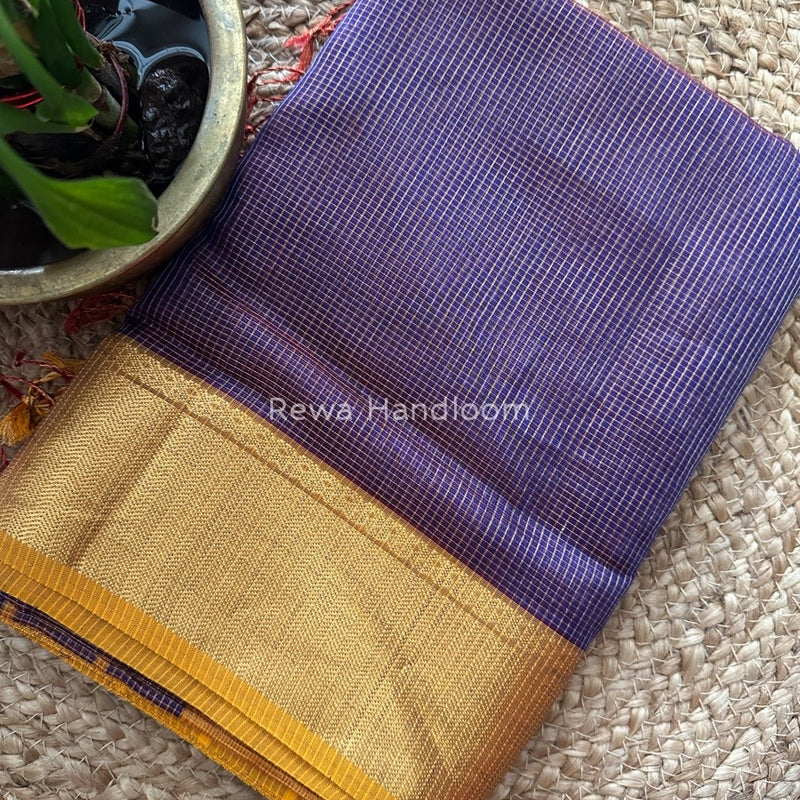 Exclusive Maheshwari Purple Tissue Silk Saree ZTS091