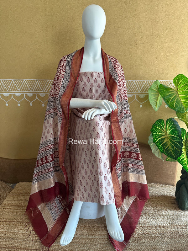 Maheshwari Bagh Print Top-Dupatta Set