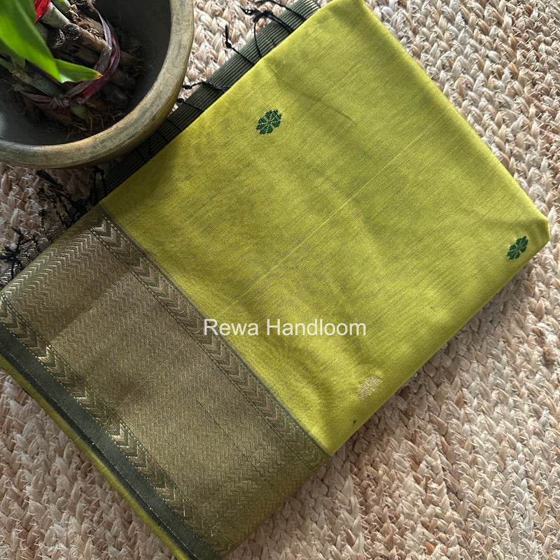 Maheshwari Mehndi Green Lotus Butta Saree LBS0124