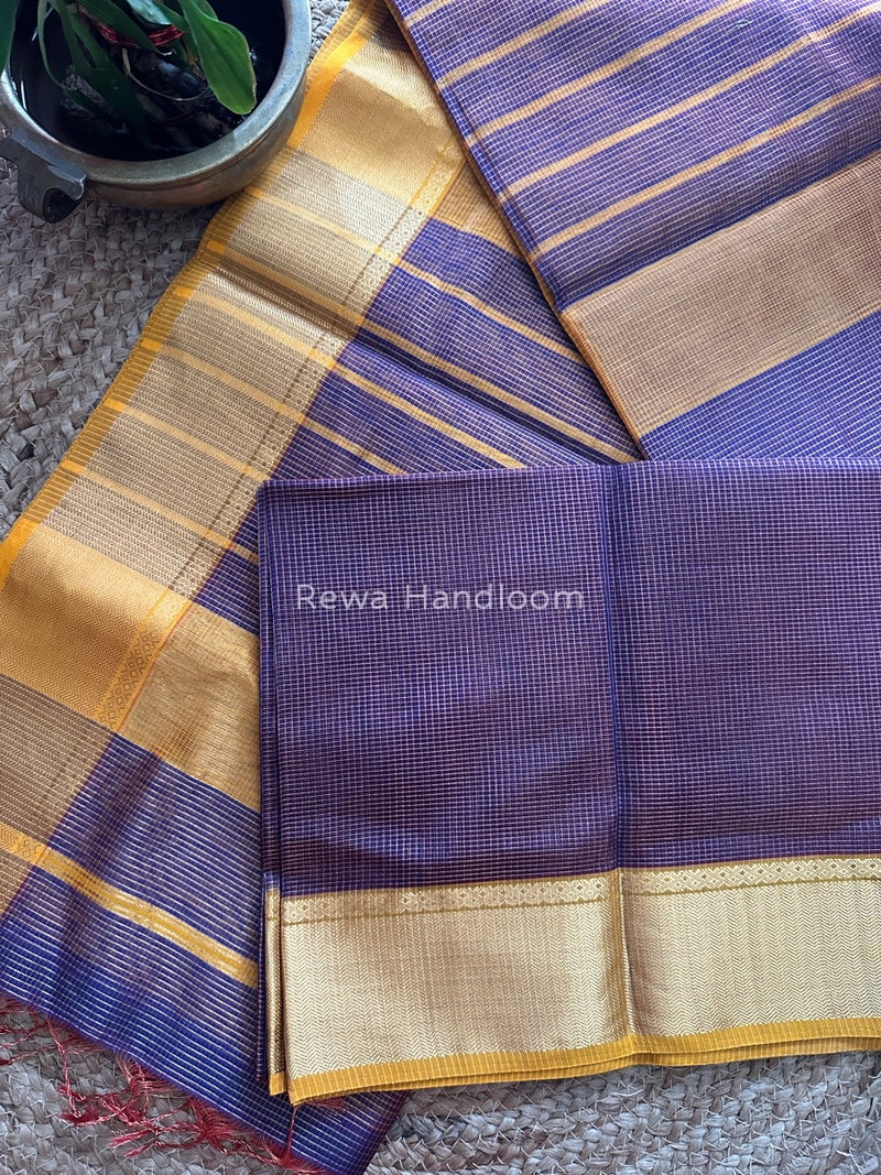 Exclusive Maheshwari Purple Tissue Silk Saree ZTS091