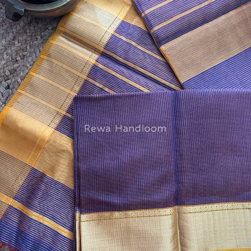 Exclusive Maheshwari Purple Tissue Silk Saree ZTS091