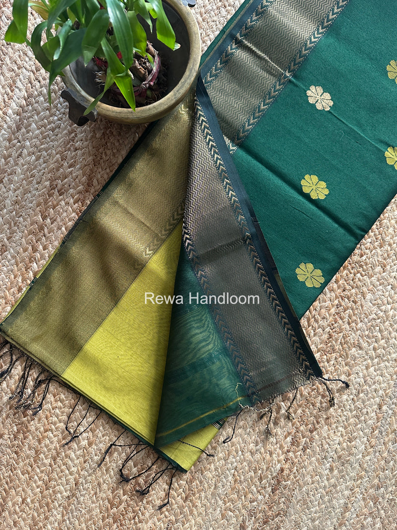 Maheshwari Mehndi Green Lotus Butta Saree LBS0124