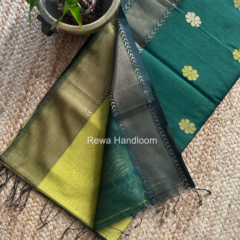 Maheshwari Mehndi Green Lotus Butta Saree LBS0124