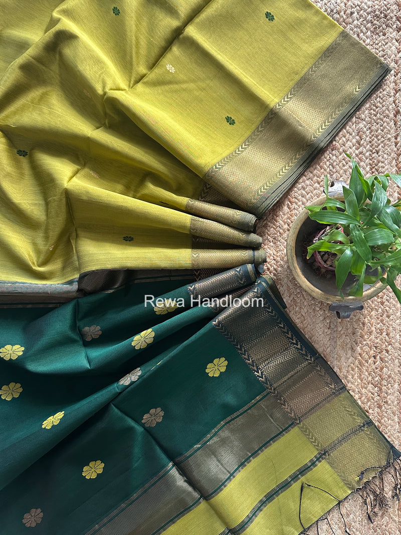 Maheshwari Mehndi Green Lotus Butta Saree LBS0124
