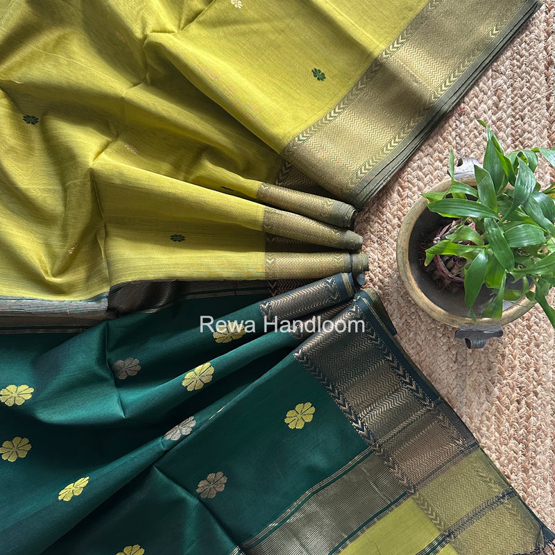 Maheshwari Mehndi Green Lotus Butta Saree LBS0124