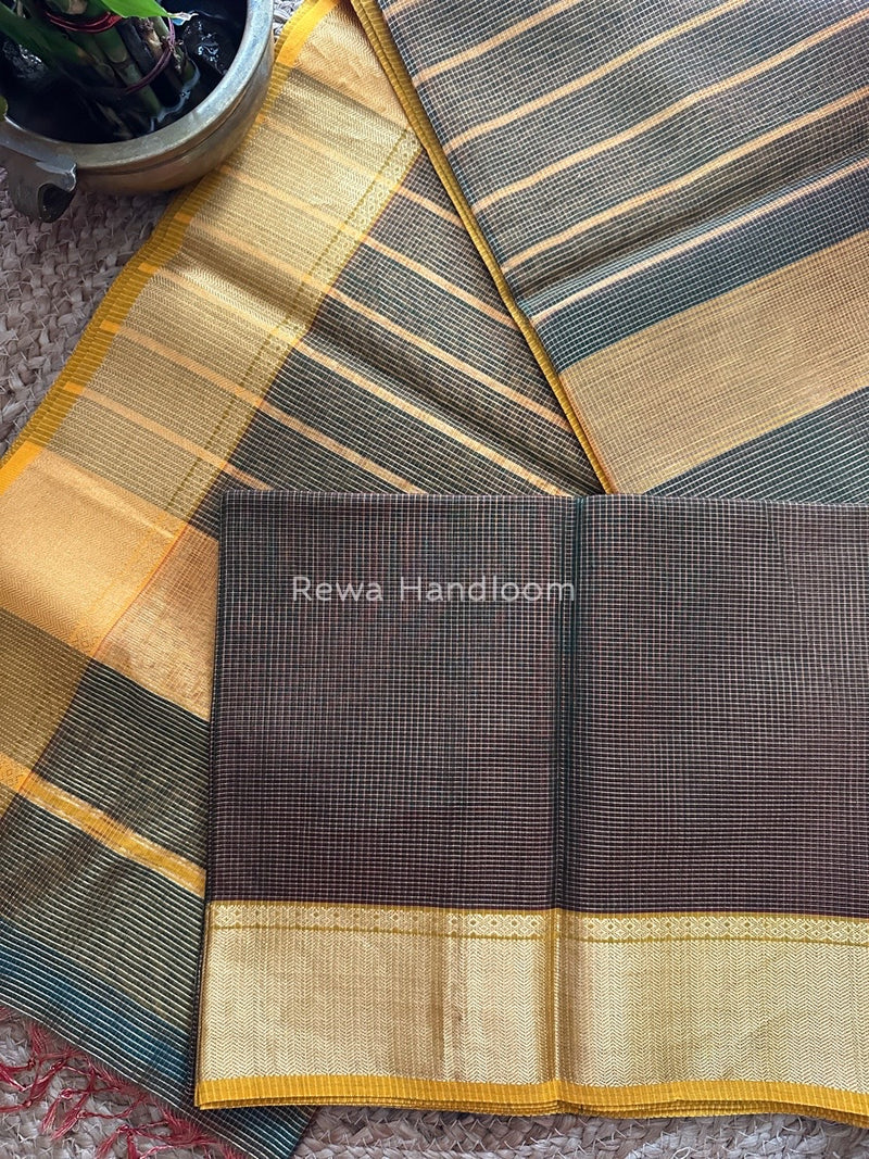 Exclusive Maheshwari Mehendi Green Tissue Silk Saree ZTS086