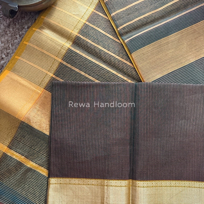 Exclusive Maheshwari Mehendi Green Tissue Silk Saree ZTS086