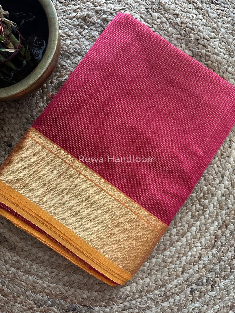 Exclusive Maheshwari Pink Tissue Silk Saree ZTS081