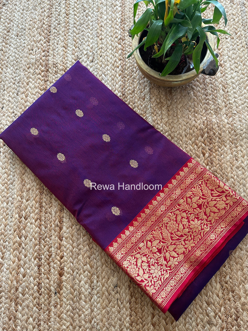 Purple Chanderi Katan Silk Nakshi Border Saree KSS07