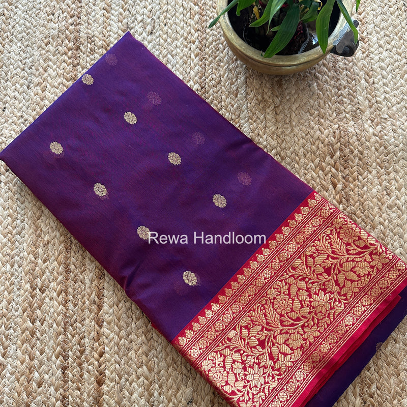 Purple Chanderi Katan Silk Nakshi Border Saree KSS07