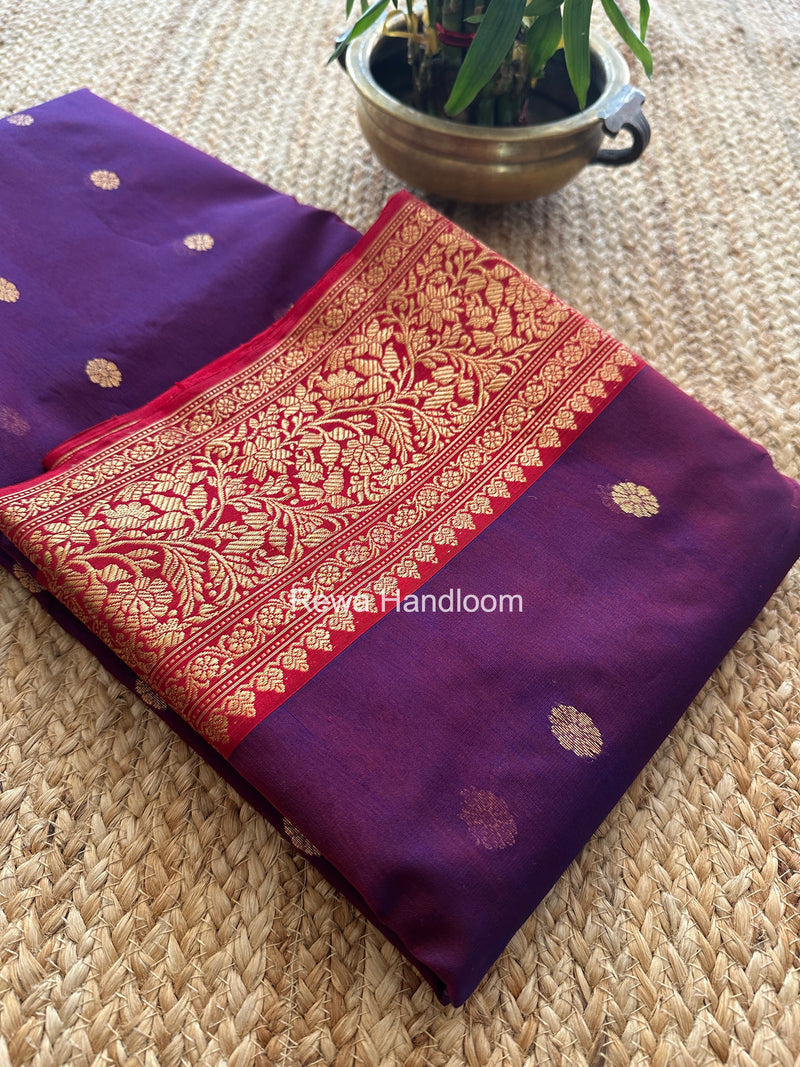 Purple Chanderi Katan Silk Nakshi Border Saree KSS07
